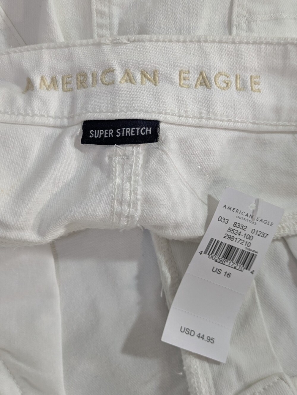 NEW American Eagle Outfitters White Denim Jean Mini Skirt - Size 16 Womens - Picture 6 of 7